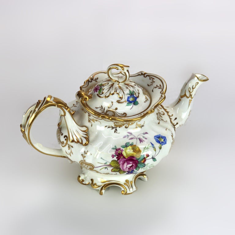 Antique Hand Painted and Gilt Porcelain Teapot C1890