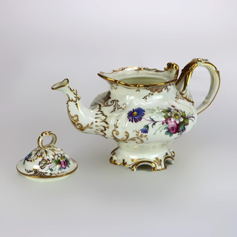 Antique Hand Painted and Gilt Porcelain Teapot C1890