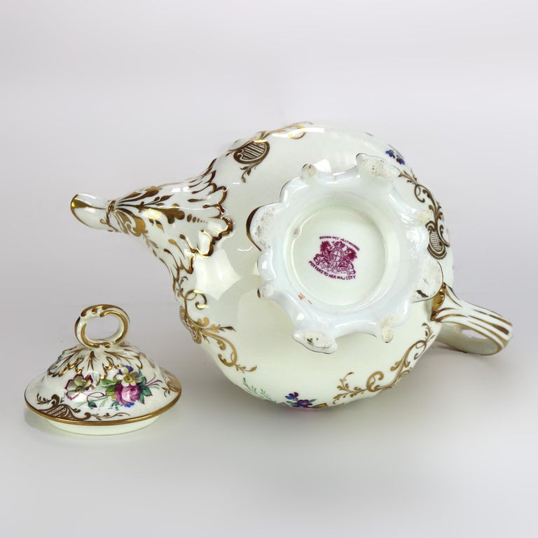 Antique Hand Painted and Gilt Porcelain Teapot C1890