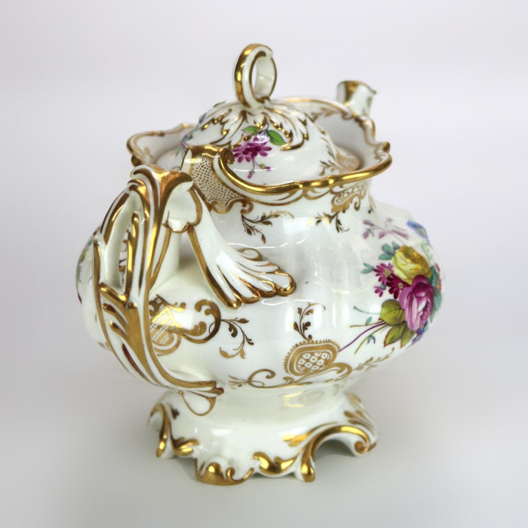Antique Hand Painted and Gilt Porcelain Teapot C1890