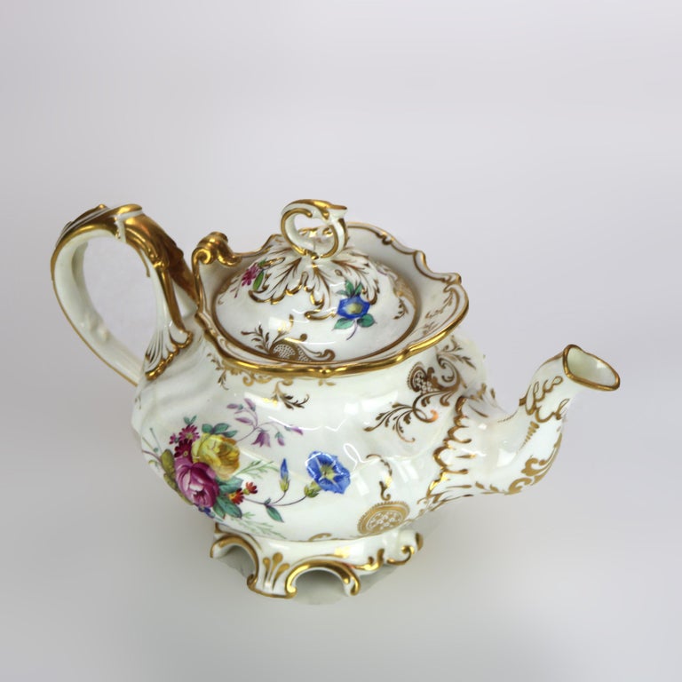 Antique Hand Painted and Gilt Porcelain Teapot C1890