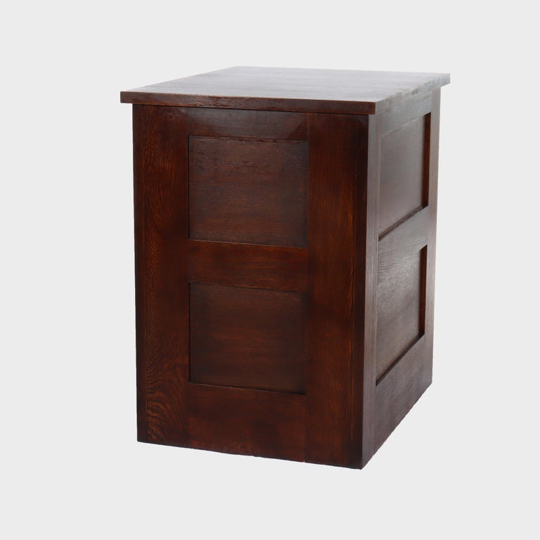 Vintage Stickley Arts & Crafts Mission Oak & Hammered Copper File Cabinet c1920