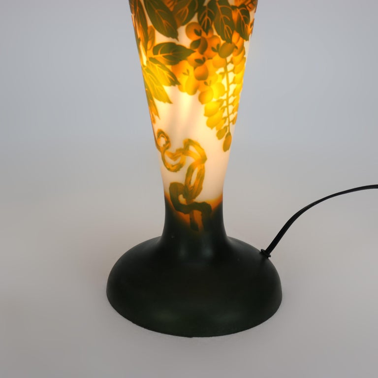 Art Nouveau Galle School Cameo Cut Back Glass Mushroom Shade Table Lamp 20thC