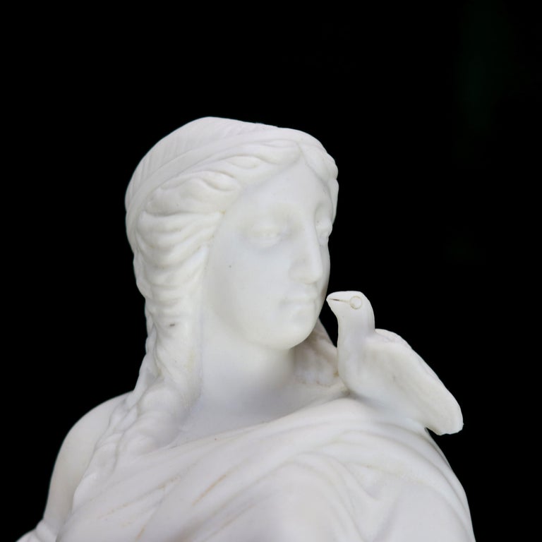 Antique Parian Ware Bisque Porcelain Figure of a Classical Woman with Cornucopia
