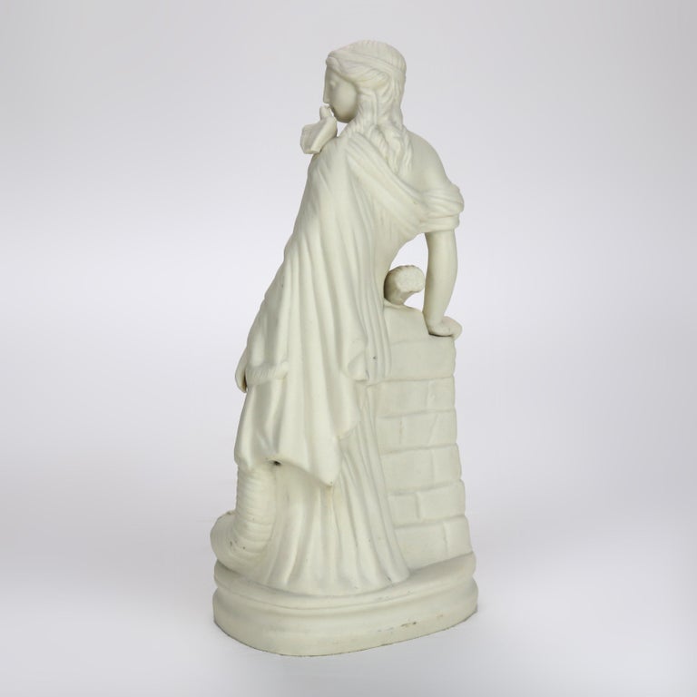 Antique Parian Ware Bisque Porcelain Figure of a Classical Woman with Cornucopia