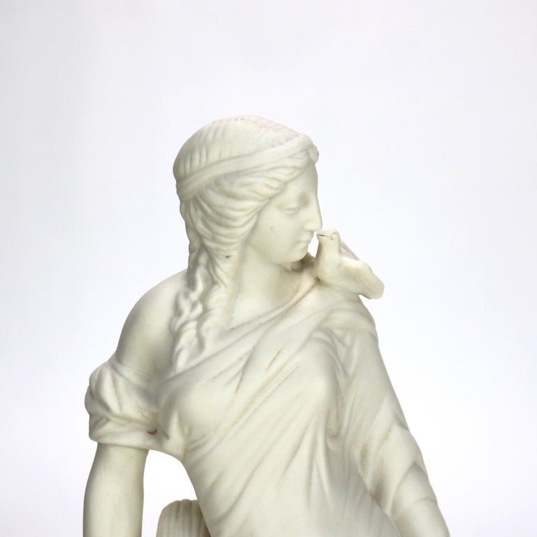 Antique Parian Ware Bisque Porcelain Figure of a Classical Woman with Cornucopia