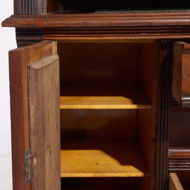 Antique Victorian Eastlake Walnut & Burl Cylinder Secretary Desk c1890