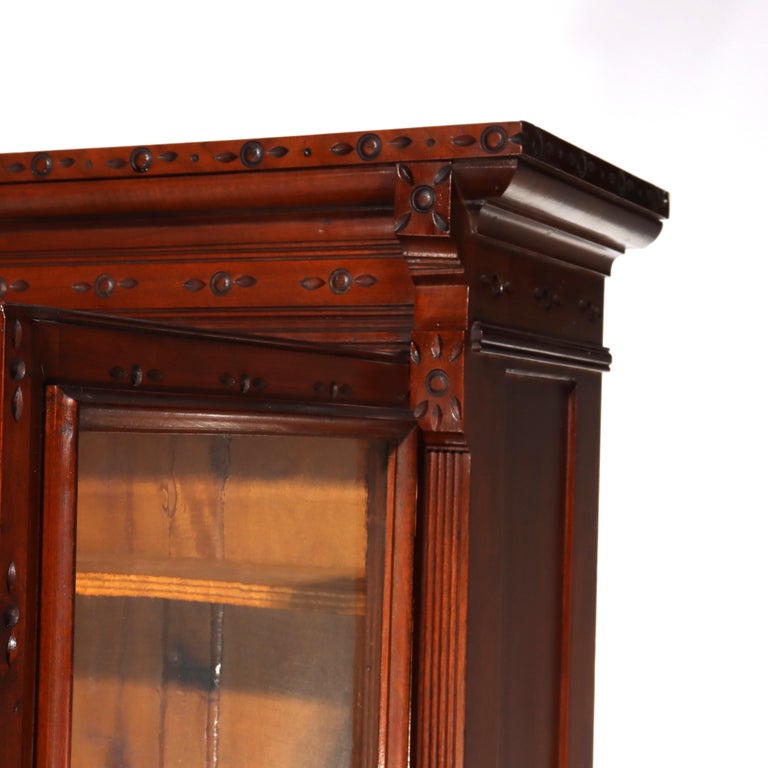 Antique Victorian Eastlake Walnut & Burl Cylinder Secretary Desk c1890