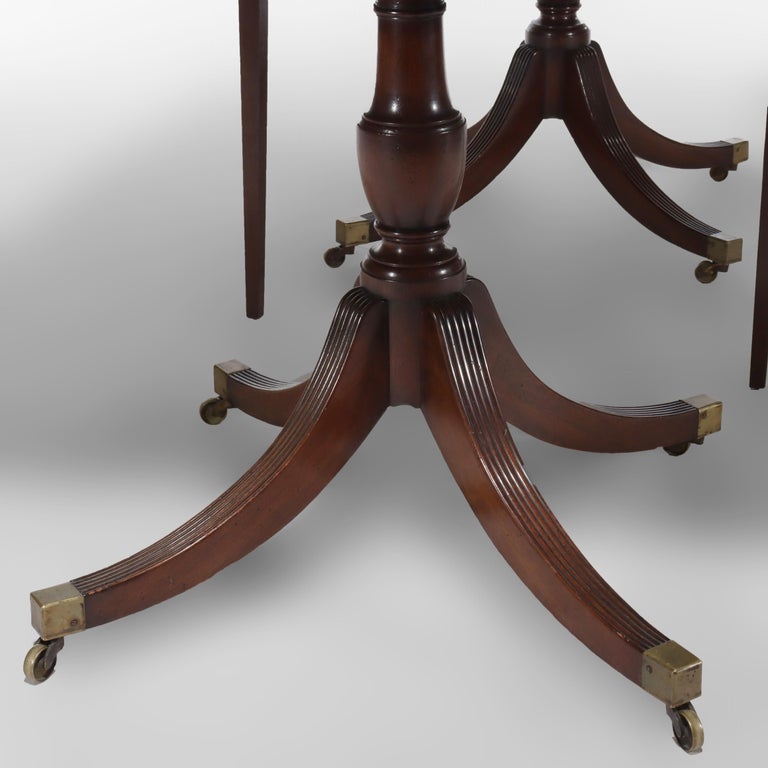 Duncan & Phyfe Style George III Mahogany Banquet Table with Three Leaves c1820