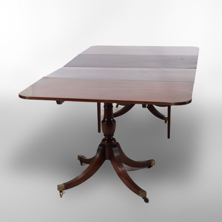 Duncan & Phyfe Style George III Mahogany Banquet Table with Three Leaves c1820