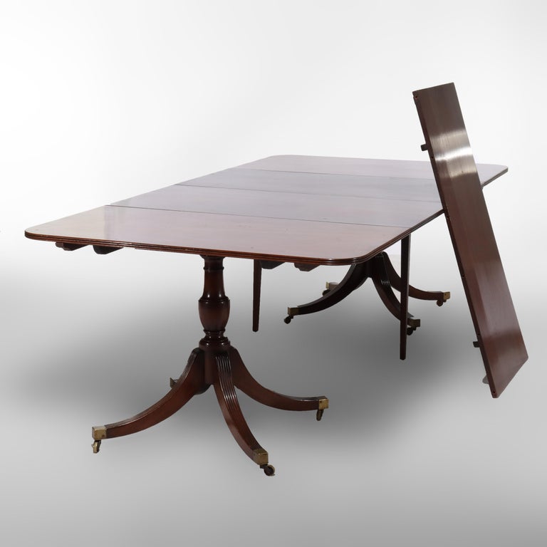 Duncan & Phyfe Style George III Mahogany Banquet Table with Three Leaves c1820