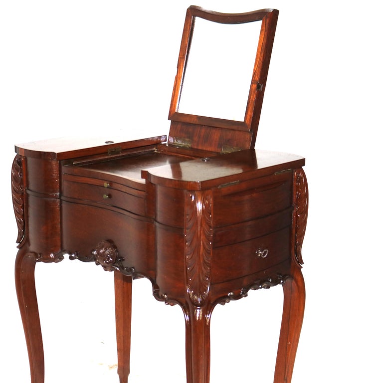 Antique French Victorian Louis XV Style Rosewood Mirrored Vanity C1880