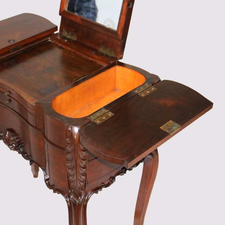 Antique French Victorian Louis XV Style Rosewood Mirrored Vanity C1880