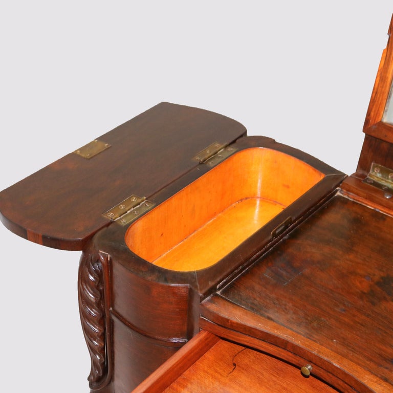Antique French Victorian Louis XV Style Rosewood Mirrored Vanity C1880
