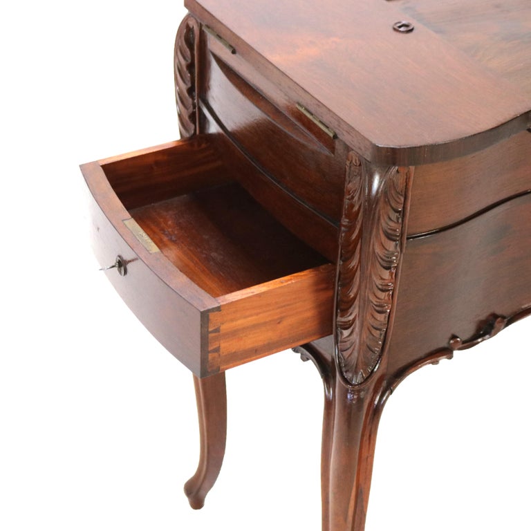 Antique French Victorian Louis XV Style Rosewood Mirrored Vanity C1880