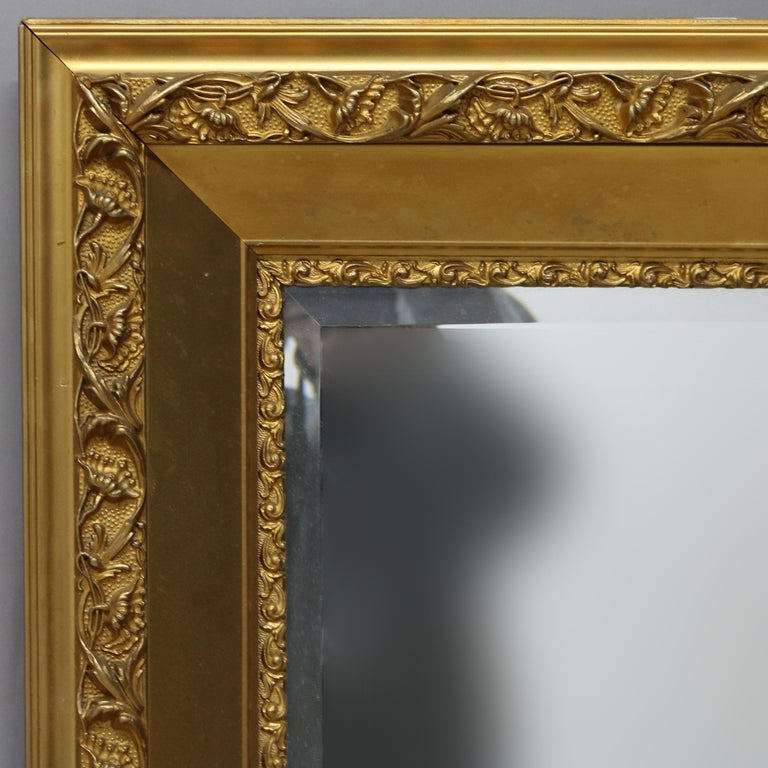 Antique Floral Carved Giltwood Framed Mirror C1930
