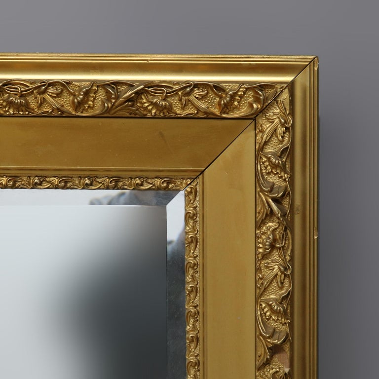 Antique Floral Carved Giltwood Framed Mirror C1930