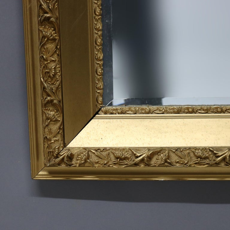 Antique Floral Carved Giltwood Framed Mirror C1930