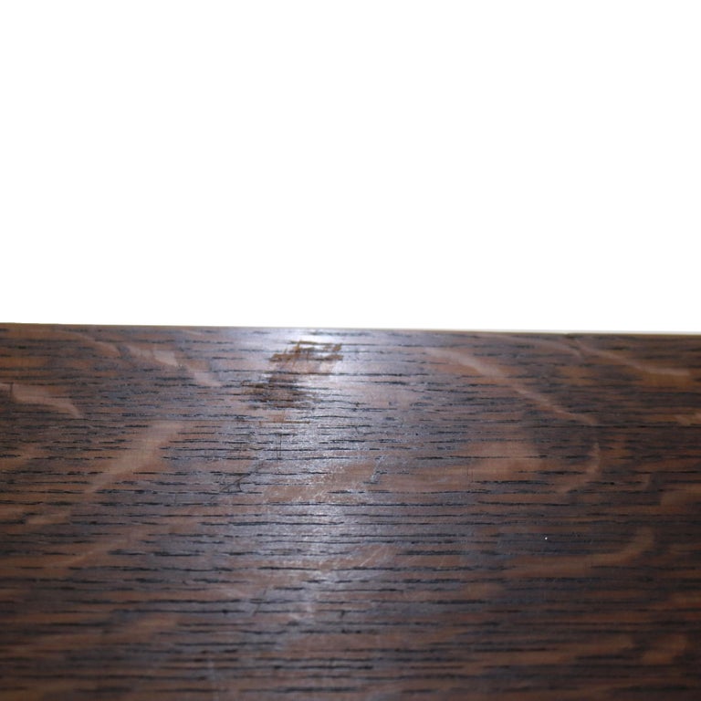 Antique Arts & Crafts Mission Oak Paneled Desk with Arched Corbels C1920
