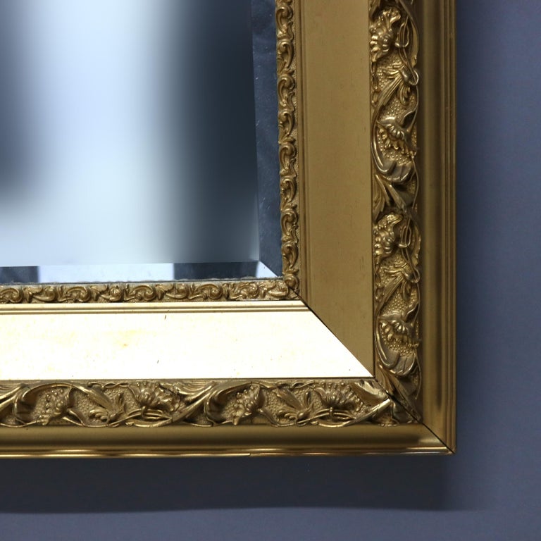 Antique Floral Carved Giltwood Framed Mirror C1930