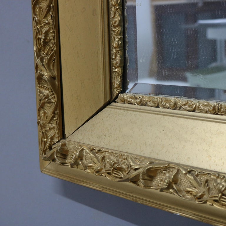 Antique Floral Carved Giltwood Framed Mirror C1930