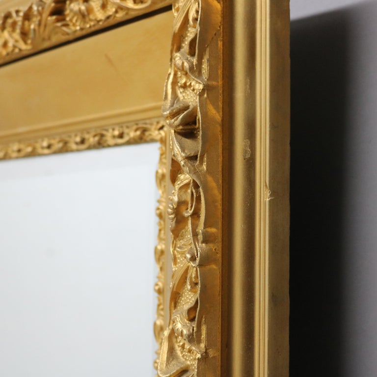 Antique Floral Carved Giltwood Framed Mirror C1930