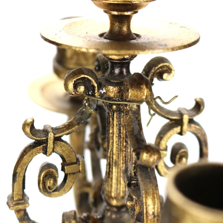 Pair of Antique Egyptian Revival Five Light Candelabras C1890