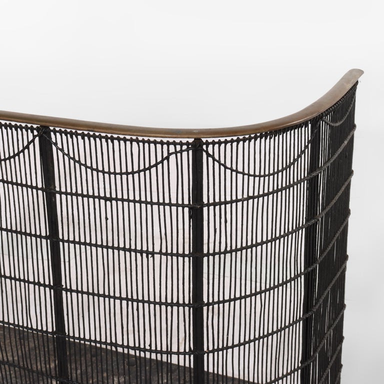 Antique Victorian Wire & Brass Fireplace Screen C1890