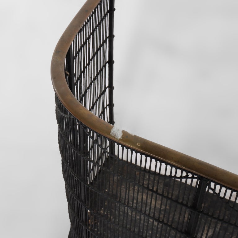 Antique Victorian Wire & Brass Fireplace Screen C1890