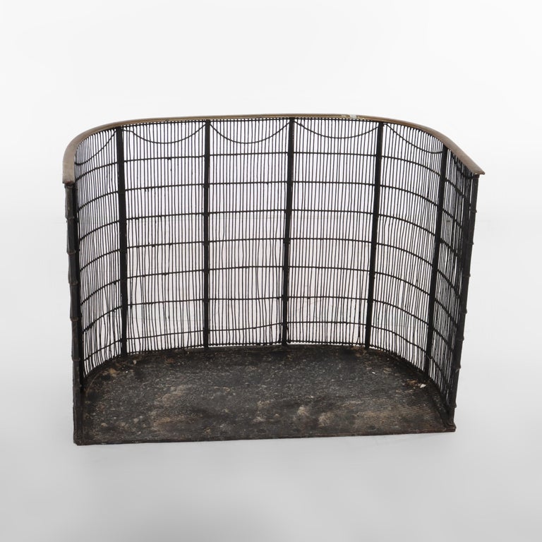 Antique Victorian Wire & Brass Fireplace Screen C1890