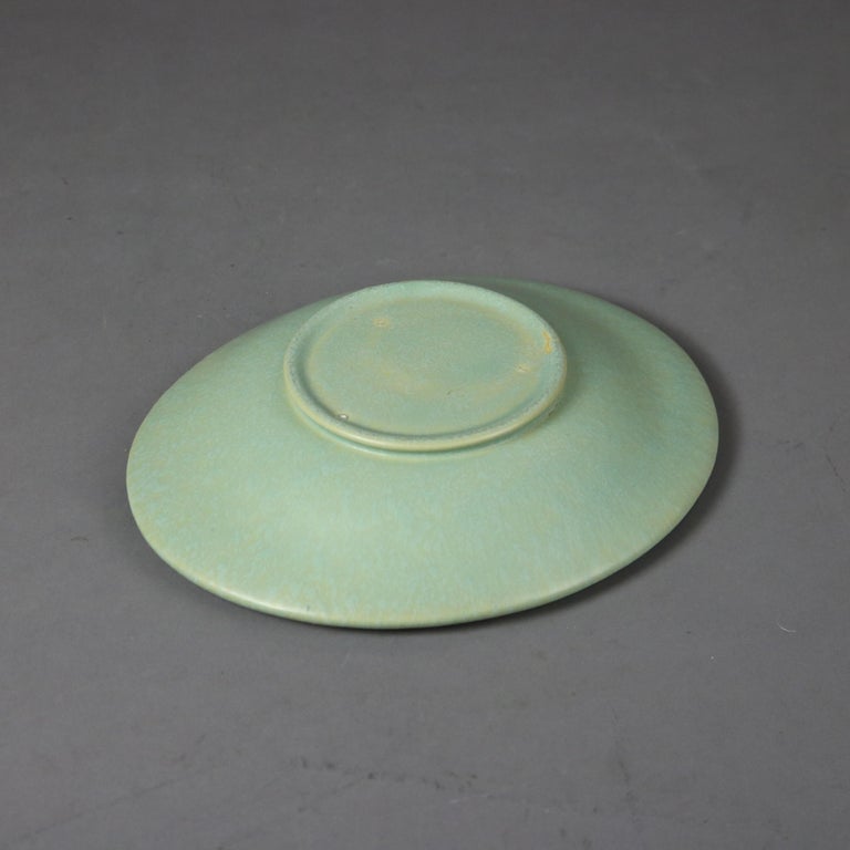 Two Pieces of Antique Arts & Crafts Art Pottery Low Bowl and Flower Frog C1920