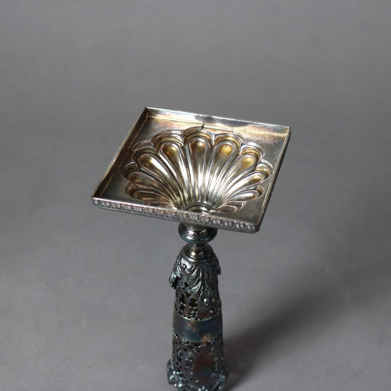 Antique Frosted Glass And Silver Plated Vase C1910