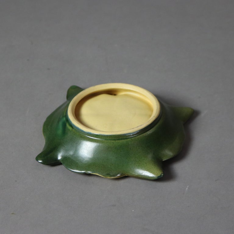 Roseville Art Pottery Brown Ashtray with Zephyr Lily Pattern Mid 20thC