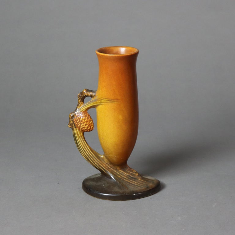 Two Brown Roseville Art Pottery with Pinecone Pattern Mid 20thC