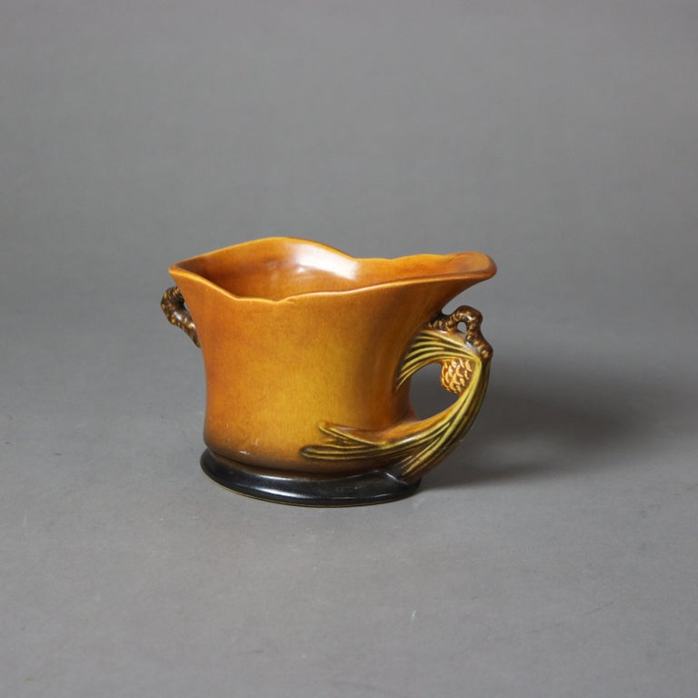 Two Brown Roseville Art Pottery with Pinecone Pattern Mid 20thC