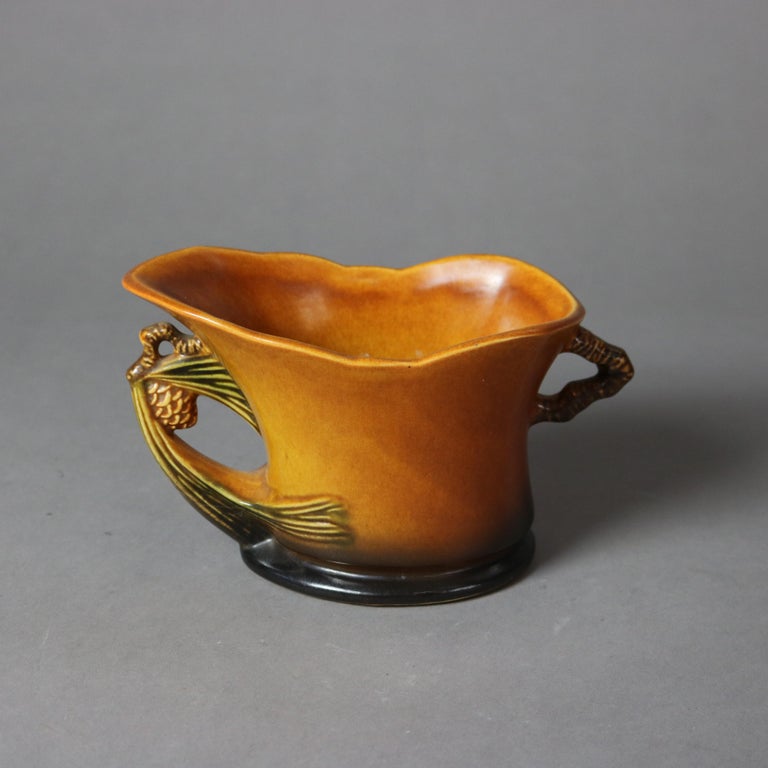 Two Brown Roseville Art Pottery with Pinecone Pattern Mid 20thC