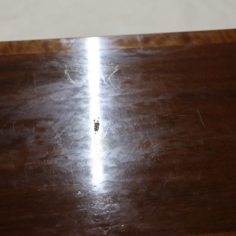 Vintage Baker Sheraton Style Mahogany Cross Band 2-Drawer Drop Leaf Server