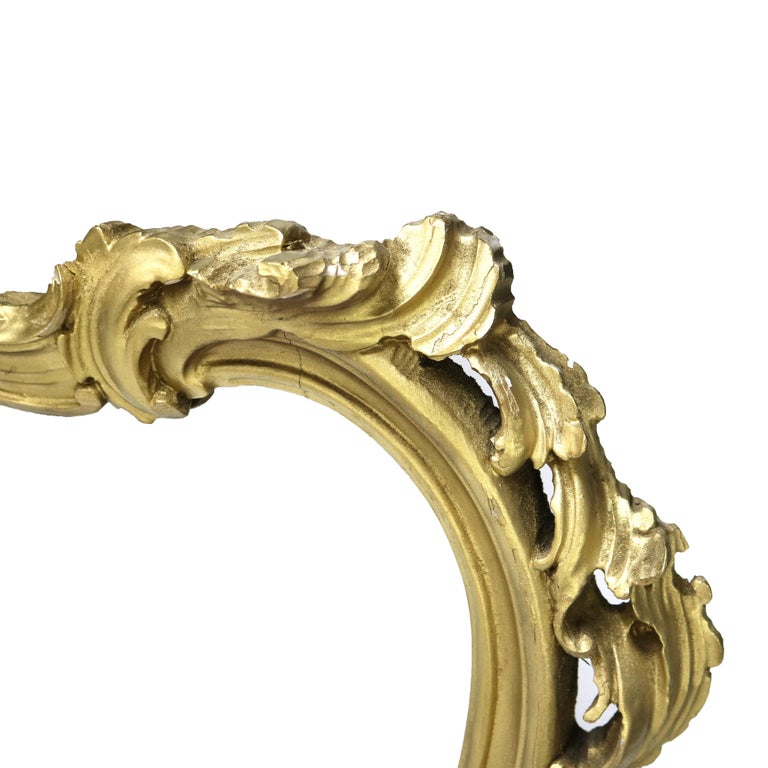 Antique French Louis XIV Giltwood Triptych Foliate Form Over Mantle Mirror 19thC