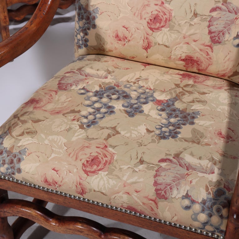 Set of 16 Antique Edwardian Walnut Upholstered Dining Chairs Unsigned 19thC