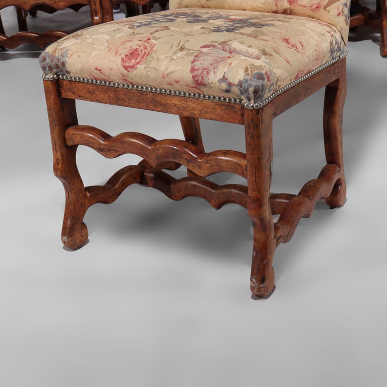 Set of 16 Antique Edwardian Walnut Upholstered Dining Chairs Unsigned 19thC