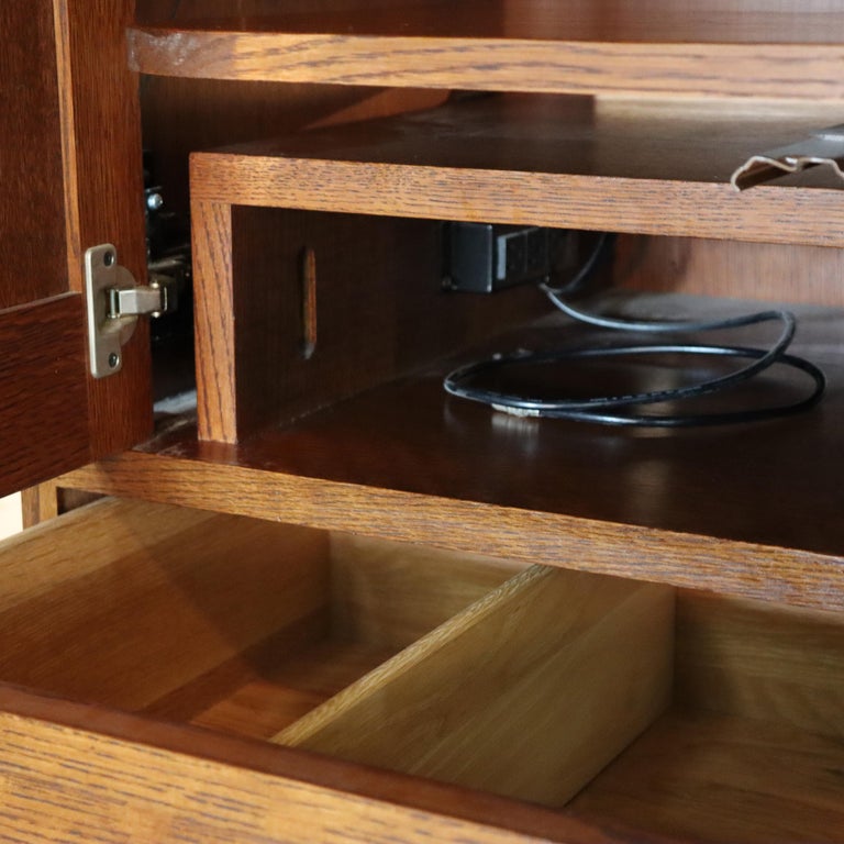 Vintage Stickley Mission Oak Entertainment Center Signed 20thC