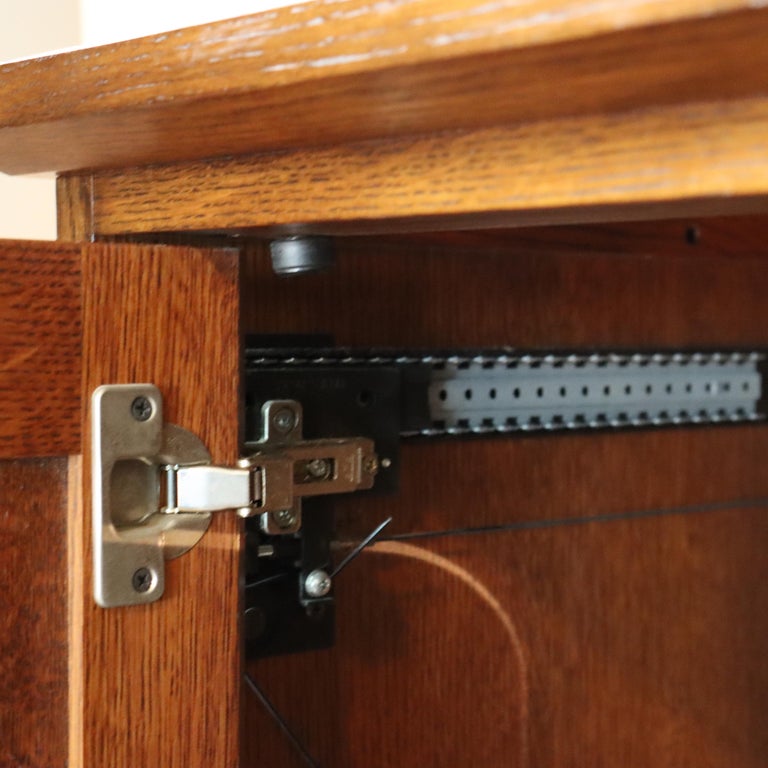 Vintage Stickley Mission Oak Entertainment Center Signed 20thC