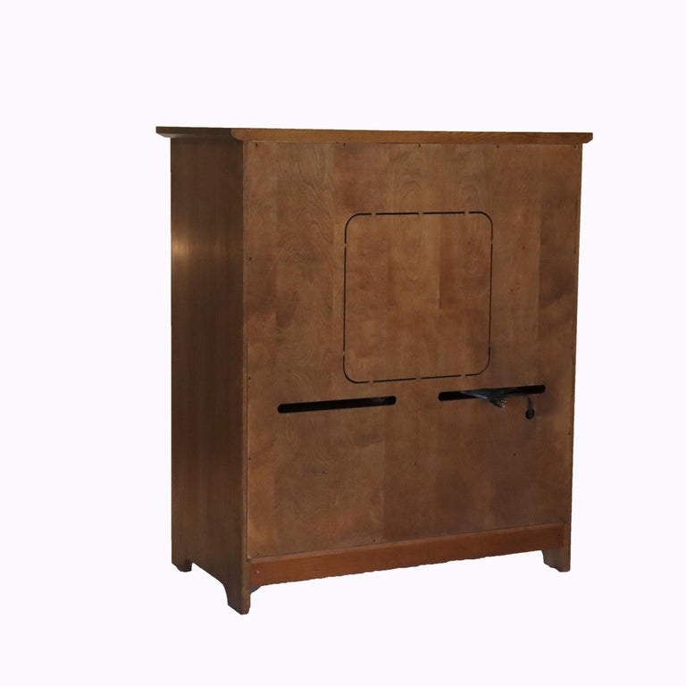 Vintage Stickley Mission Oak Entertainment Center Signed 20thC
