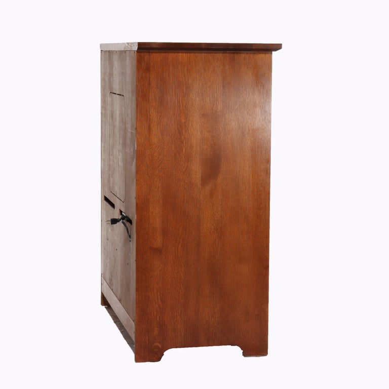 Vintage Stickley Mission Oak Entertainment Center Signed 20thC