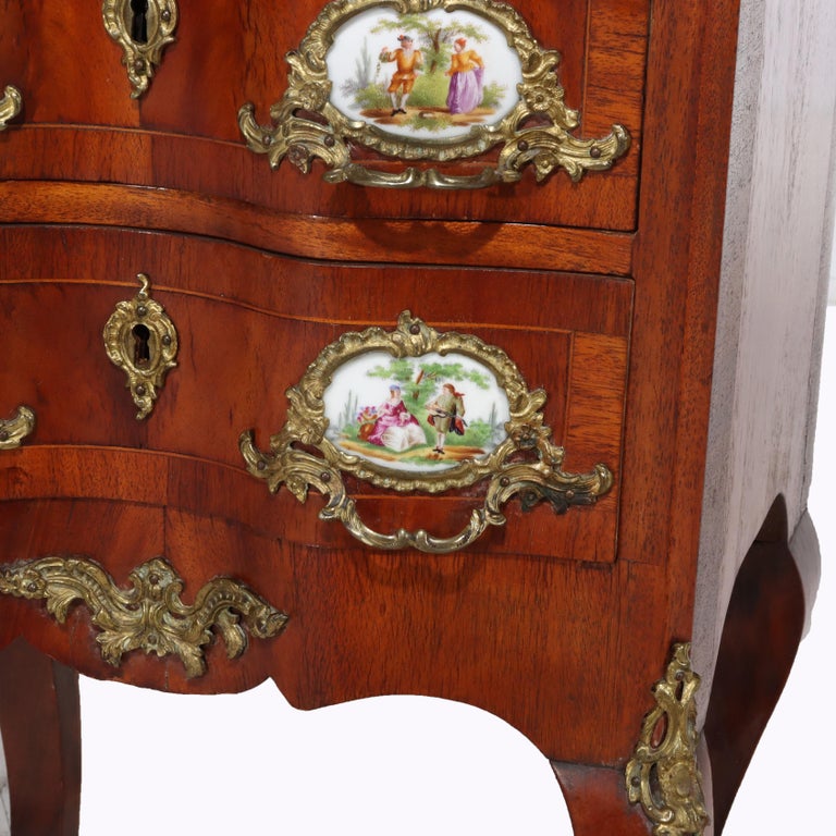 Antique French Louis XIV Style Mahogany & Ormolu Five-Drawer Lingerie Chest