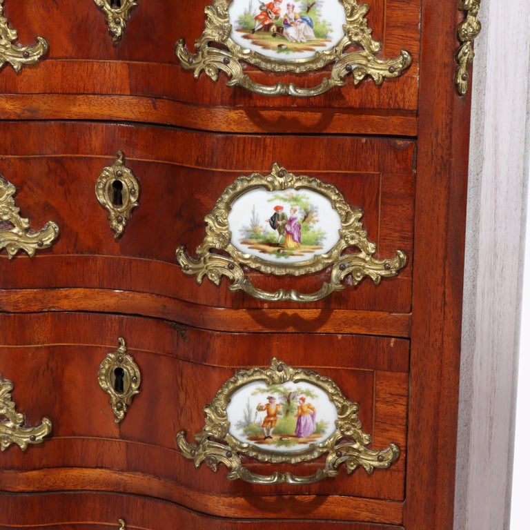 Antique French Louis XIV Style Mahogany & Ormolu Five-Drawer Lingerie Chest