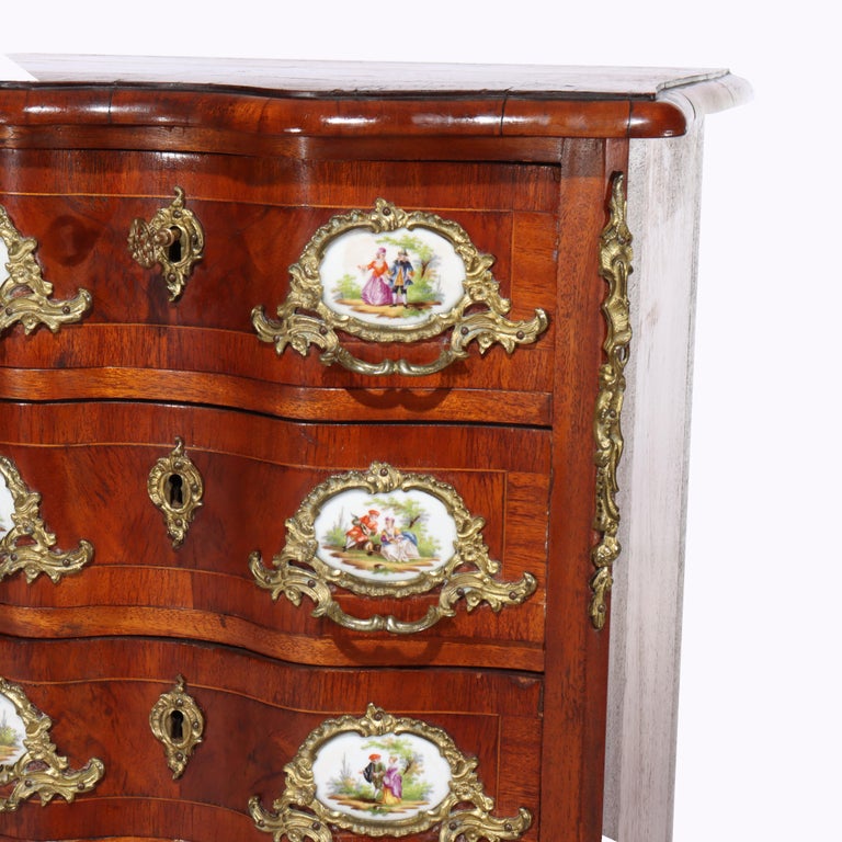 Antique French Louis XIV Style Mahogany & Ormolu Five-Drawer Lingerie Chest