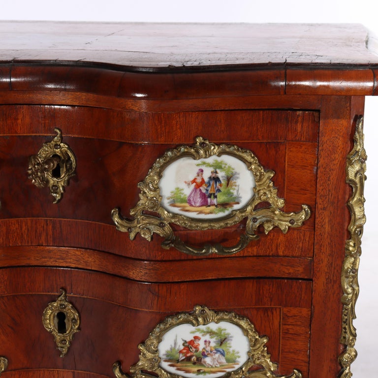 Antique French Louis XIV Style Mahogany & Ormolu Five-Drawer Lingerie Chest