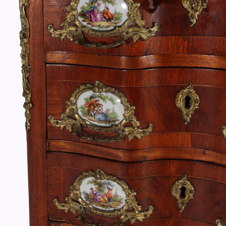 Antique French Louis XIV Style Mahogany & Ormolu Five-Drawer Lingerie Chest