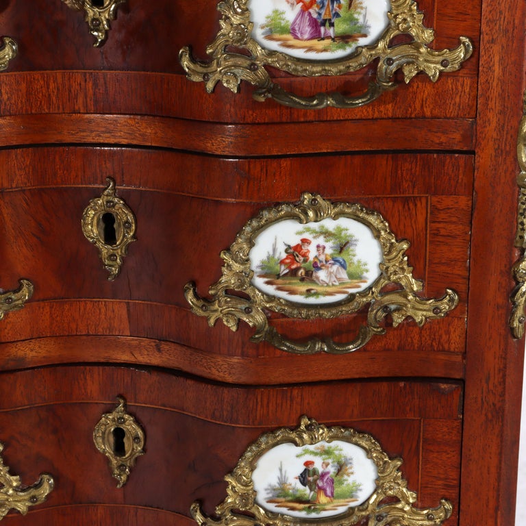 Antique French Louis XIV Style Mahogany & Ormolu Five-Drawer Lingerie Chest
